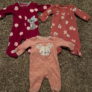 Newborn Girls Fleece Sleepers